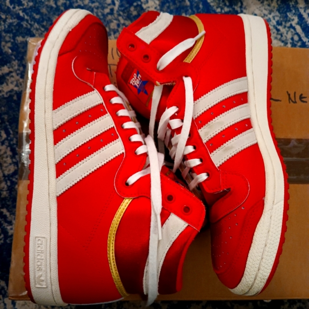 Red Hi Top Adidas Size 10 Mens